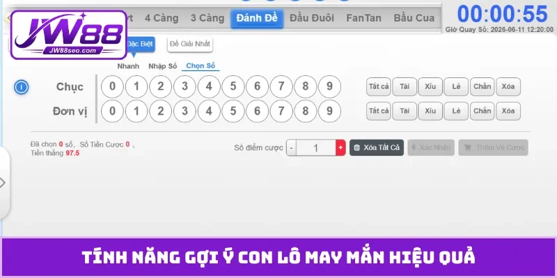 Tính năng gợi ý con lô may mắn hiệu quả